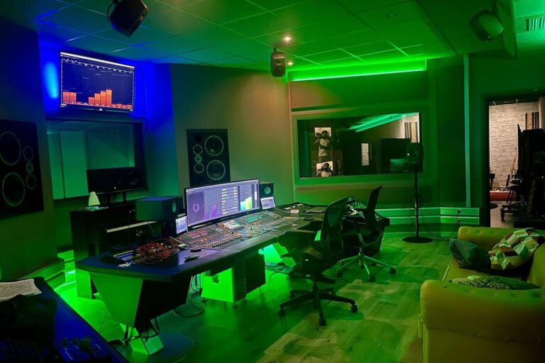 Control room with a Dolby Atmos 7.1.4 system